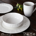 16PCS em relevo Ceramic Porcelain Dinner Set